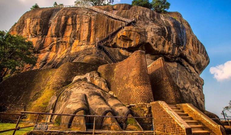 The grand entrance to Sigiriya Rock Fortress, Sri Lanka, a UNESCO World Heritage site